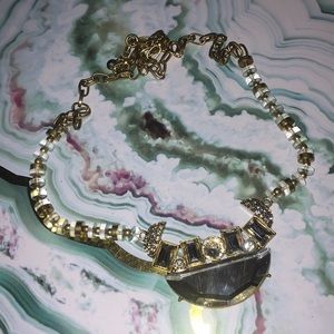 J. Crew Matte Gold Glass & Crystal Necklace